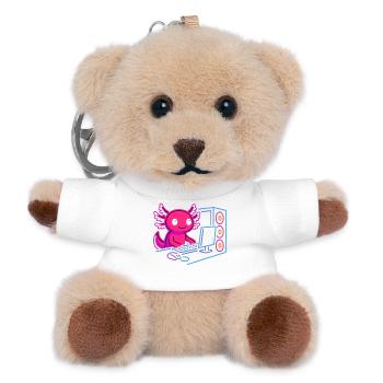 Axolotl Gamer Neon Style Gaming PC Design - Teddy Keyring - white - Front