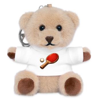 Tennis de table, raquette, balle, chemise, ping-pong - Porte-clés ourson - blanc - Devant