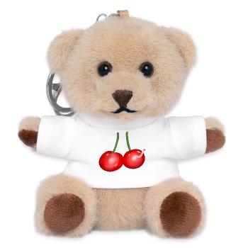 Cherries Cartoon Worm Fruit Cherry - Teddy Keyring - white - Front