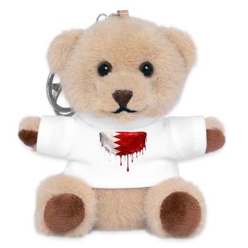 Bahrain Flagge Tropfen Kunst - Teddy Schlüsselanhänger - Weiß - Vorne