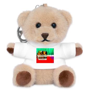 Bunte Farbtöpfe Straßenkunst - Teddy Schlüsselanhänger - Weiß - Vorne