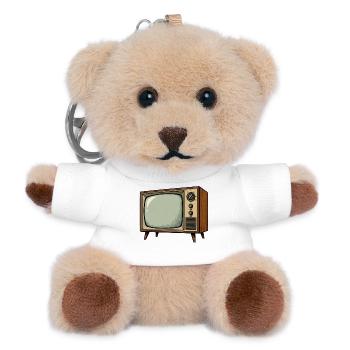 Retro TV Illustration - Teddy Keyring - white - Front