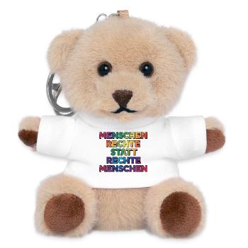 Cooles Regenbogen Motiv gegen Rechts & Fans - Teddy Schlüsselanhänger - Weiß - Vorne