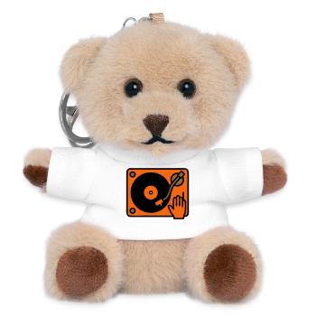DJ Turntable Hand Scratching - Teddy Keyring - white - Front