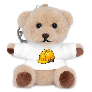 Gelber Bauhelm Cartoon Stil - Teddy Schlüsselanhänger - Weiß - Vorne