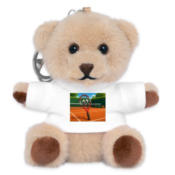 Raquette de tennis joyeuse - Porte-clés ourson - blanc - Devant