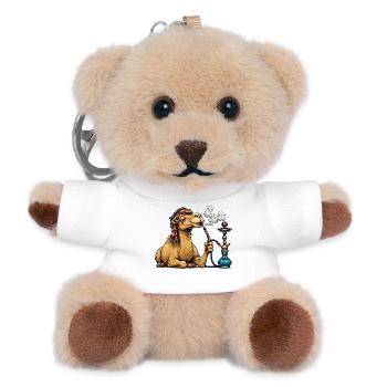 Camel with Shisha Cartoon - Teddy Keyring - white - Front