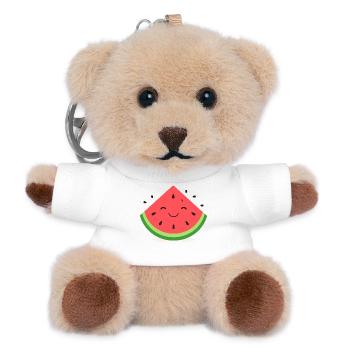 Kawaii Melon – Cute Watermelon Cartoon Graphic - Teddy Keyring - white - Front