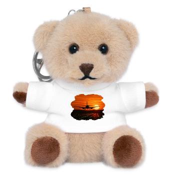 Flugzeuglandung bei Sonnenuntergang - Teddy Schlüsselanhänger - Weiß - Vorne