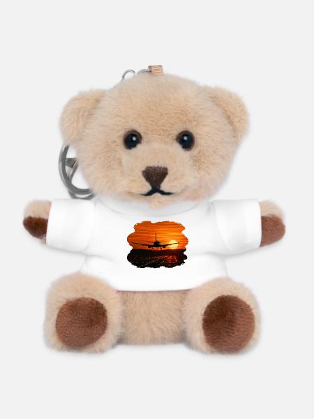 Airplane landing at sunset - Teddy Keyring - white