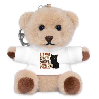 Ich mag Katzen und Kaffee und vielleicht drei Leute - Teddy Schlüsselanhänger - Weiß - Vorne