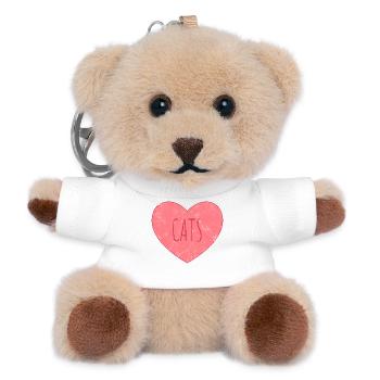 Katzenherz Liebesdesign - Teddy Schlüsselanhänger - Weiß - Vorne