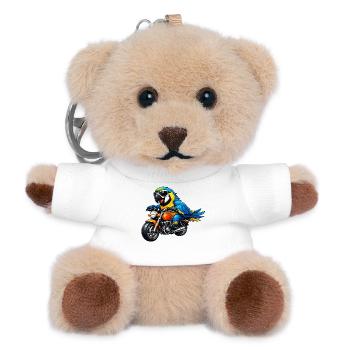 Parrot on the motorcycle - Teddy Keyring - white - Front