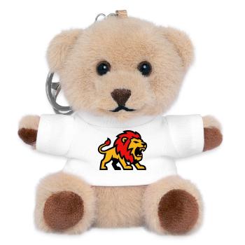 Lion Mascot Crest Logo - Teddy Keyring - white - Front