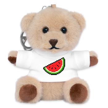 Pixel-Wassermelone Slice - Teddy Schlüsselanhänger - Weiß - Vorne