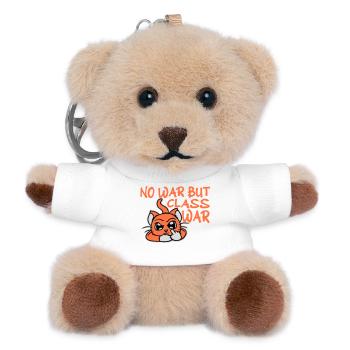 No war but class war Klassenkrieg Katze Logo Text - Teddy Schlüsselanhänger - Weiß - Vorne