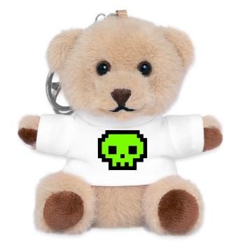 Gruener Pixel Totenkopf Icon - Teddy Schlüsselanhänger - Weiß - Vorne