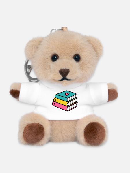 Bücherstapel Herz Design - Teddy Schlüsselanhänger - Weiß