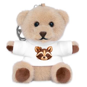Waschbär in herbstlicher Natur-Optik  - Teddy Schlüsselanhänger - Weiß - Vorne