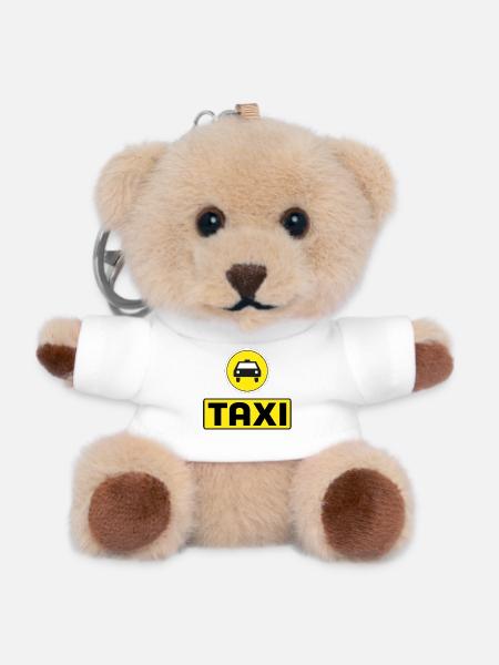 taxi - Porte-clés ourson - blanc