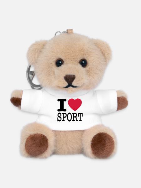 J'aime le sport - Porte-clés ourson - blanc
