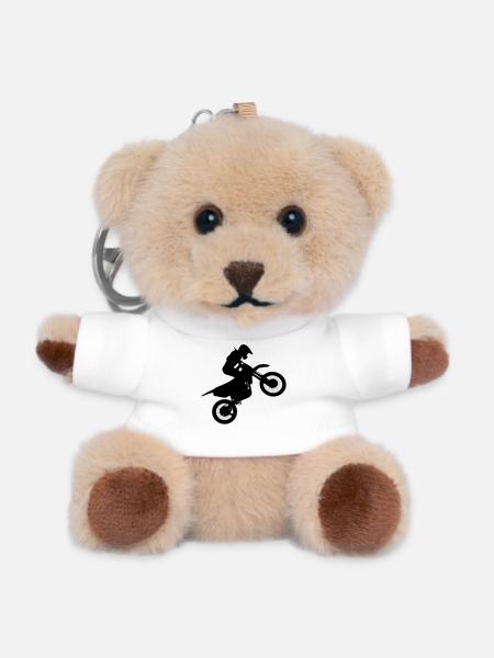 Image du pilote de motocross # - Porte-clés ourson - blanc