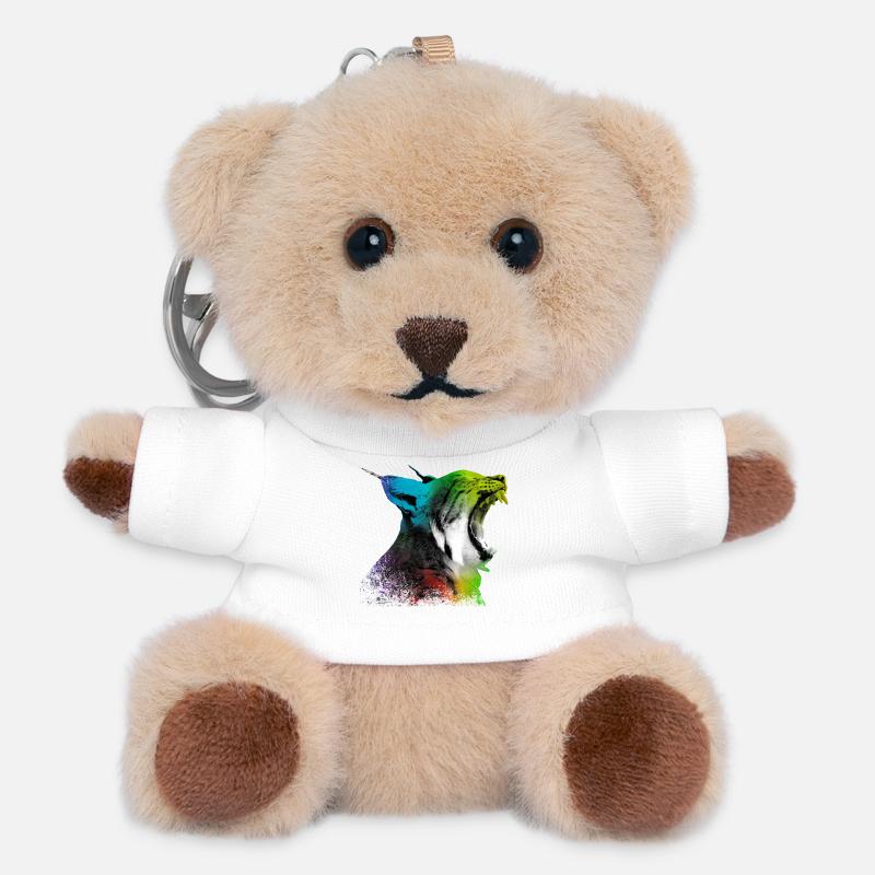 Yawning lynx - Teddy Keyring - white