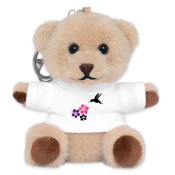 Hummingbird, colibri with hibiscus flowers. - Teddy Keyring - white - Front