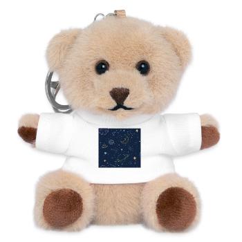 Kosmischer Dschungel mit Planeten und Sternen - Teddy Schlüsselanhänger - Weiß - Vorne