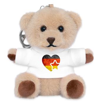 My heart for Germany - Vintage German flag - Teddy Keyring - white - Front