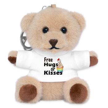csd, free hugs, kisses, lgbt - Teddy Schlüsselanhänger - Weiß - Vorne