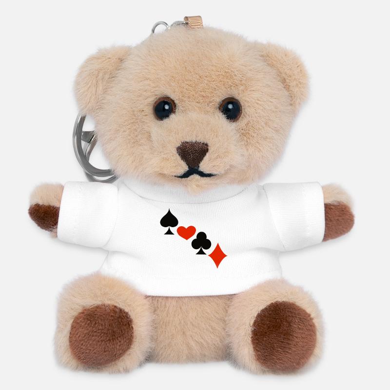 Luck in the game ... | Playing Cards | Gift - Teddy Keyring - white