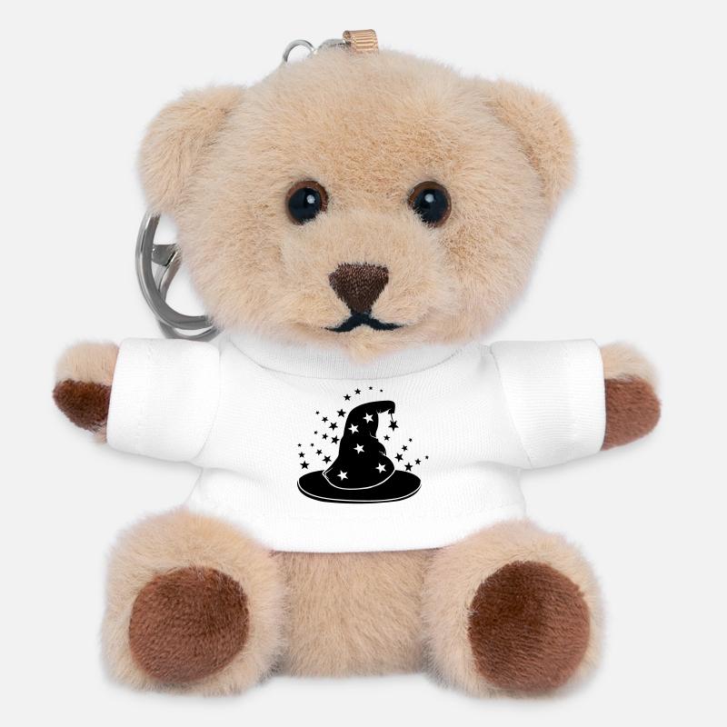 Magischer Zaubererhut mit Sternen - Teddy Schlüsselanhänger - Weiß
