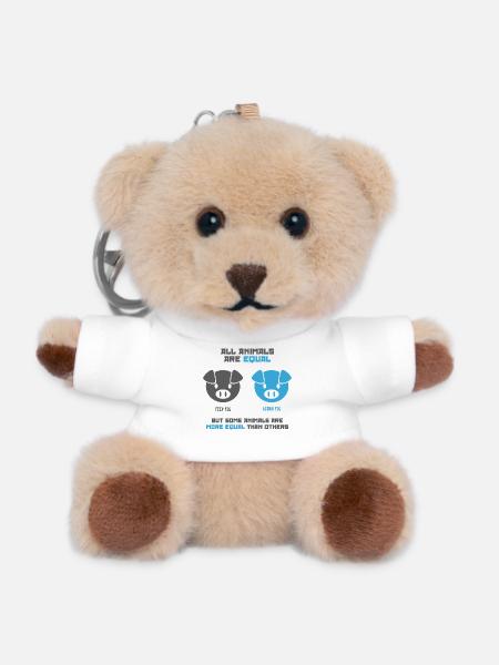 Feed Pig, Acorn Pig - Teddy Keyring - white