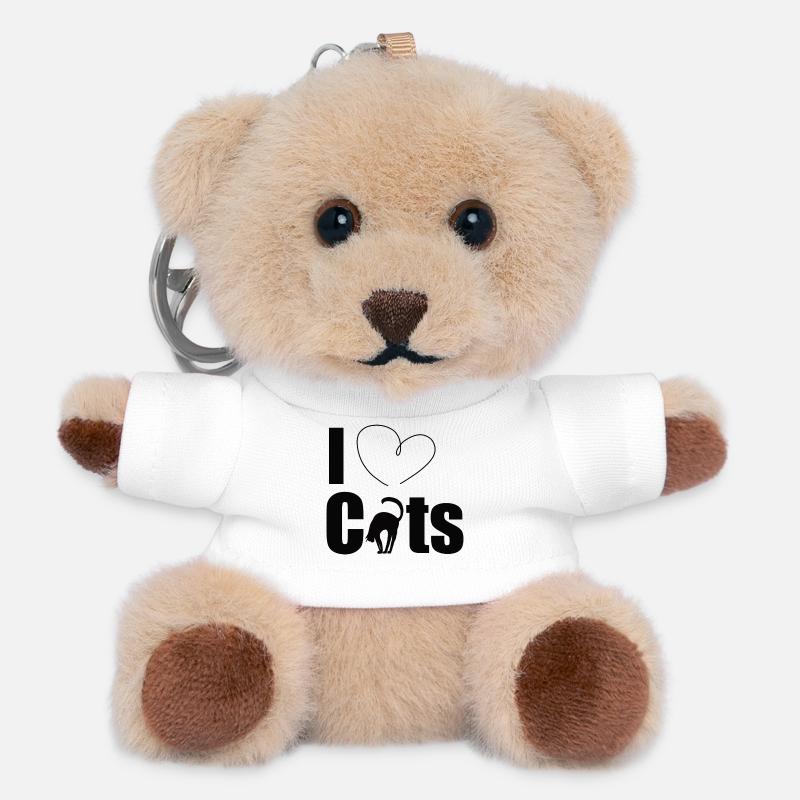 I love cats - Teddy Keyring - white