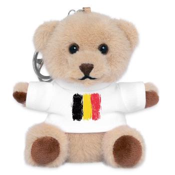 Belgian Flag Abstract Brush Strokes - Teddy Keyring - white - Front