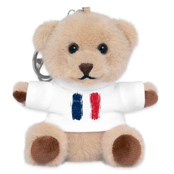 Coup de pinceau Drapeau français - Porte-clés ourson - blanc - Devant