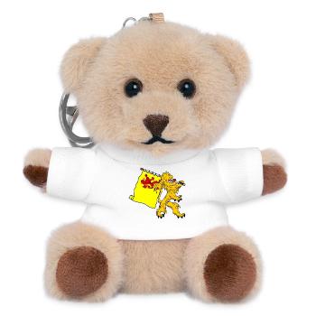 Löwe mit Flagge Flagge der Provinz Südholland - Teddy Schlüsselanhänger - Weiß - Vorne