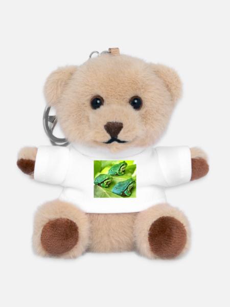 Die drei grünen Laubfrösche - Teddy Schlüsselanhänger - Weiß