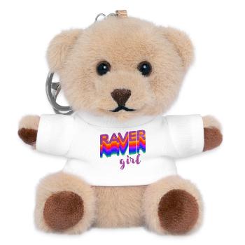 Ravermädchenzeichnung für Festival, Rave, EDM, Tanz - Teddy Schlüsselanhänger - Weiß - Vorne