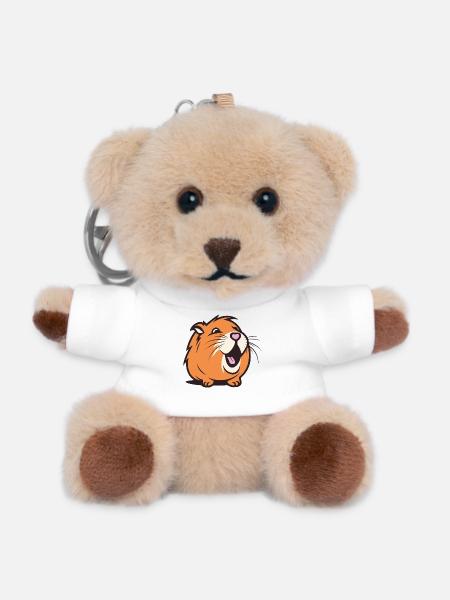 Cheerful Capybara / Guinea Pig / Hamster – Heart - Teddy Keyring - white
