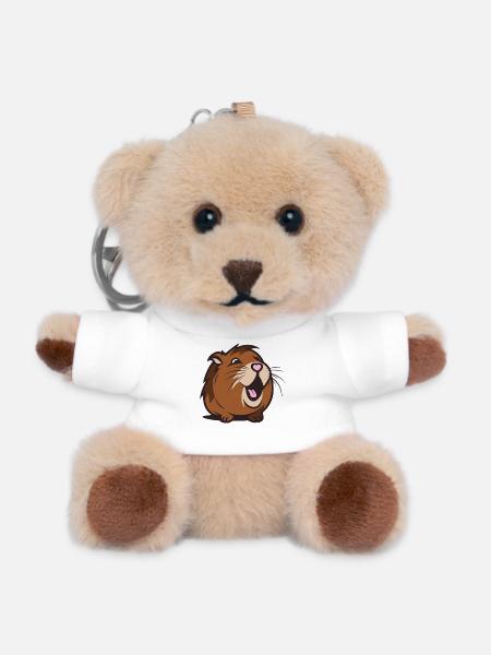 Cheerful Capybara / Guinea Pig / Hamster – Heart - Teddy Keyring - white