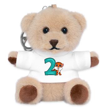 2 Geburtstag 2 Jahre alt mit Tier Motiv - zwei - Teddy Schlüsselanhänger - Weiß - Vorne