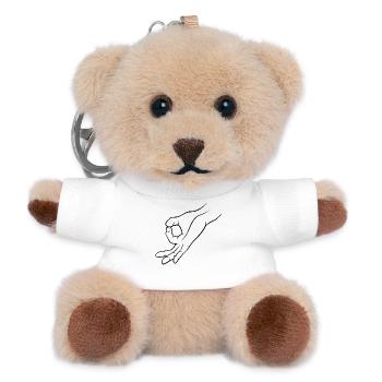 Hand signal hole peeked in child's play - Teddy Keyring - white - Front