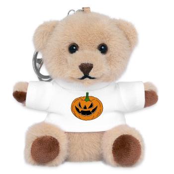 Kürbis Halloween Halloweenkürbis mit Gruselgesicht - Teddy Schlüsselanhänger - Weiß - Vorne
