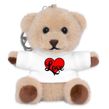Coeur rouge avec le texte 'Love' - Porte-clés ourson - blanc - Devant