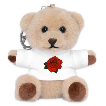 Rose rouge - Porte-clés ourson - blanc - Devant