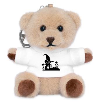 charming silhouette motif of a garden gnome - Teddy Keyring - white - Front