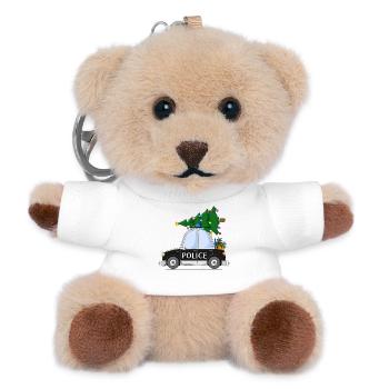 Polizeiauto Police Weihnachten schwarz - Teddy Schlüsselanhänger - Weiß - Vorne