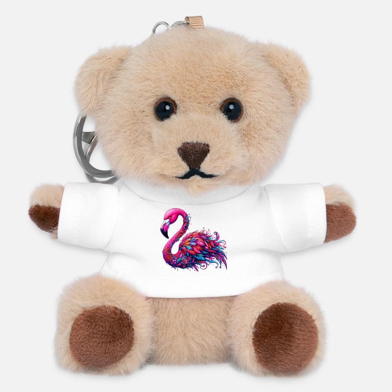 Flamingo - Teddy Schlüsselanhänger - Weiß